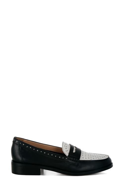 Rag & Co Women's Raisa Stud Embellished Penny Loafers In Black Off White In Black/off White