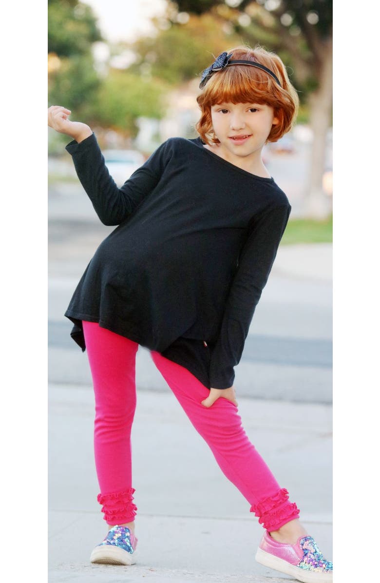 CITY THREADS Girls Soft Cotton Ruffle Leggings, Alternate, color, White