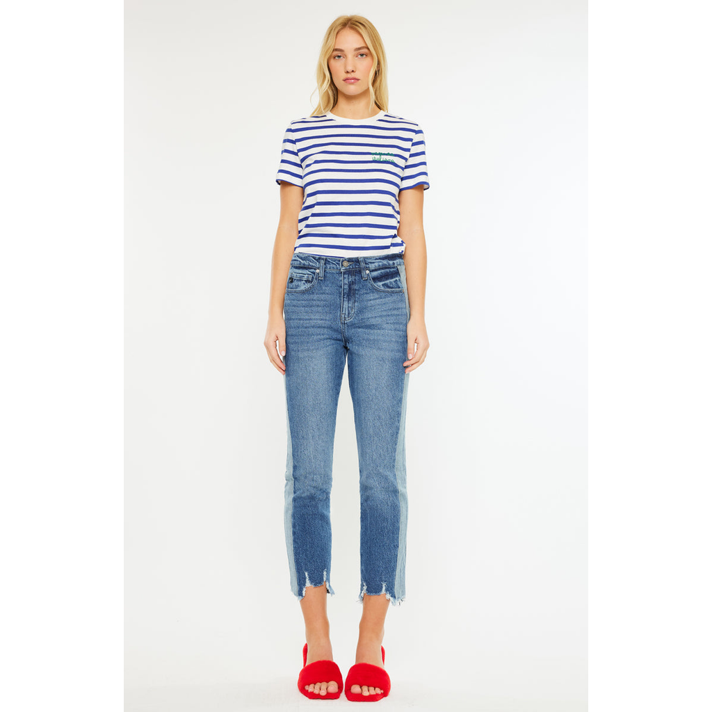 Kancan Erin High Rise Slim Straight Leg Jeans In Blue