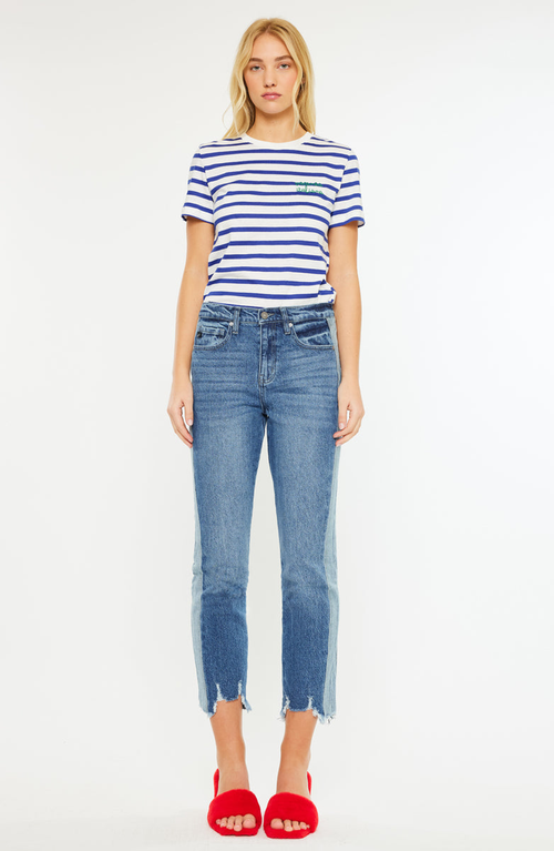 Kancan Erin High Rise Slim Straight Leg Jeans In Blue