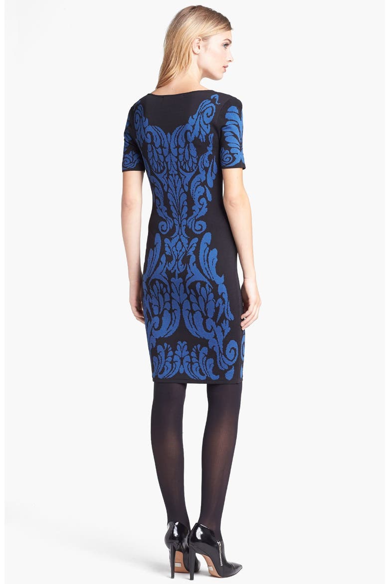 'Briella' Patterned Sweater Dress, Alternate, color, RICH BLACK/ BLUE DUSK