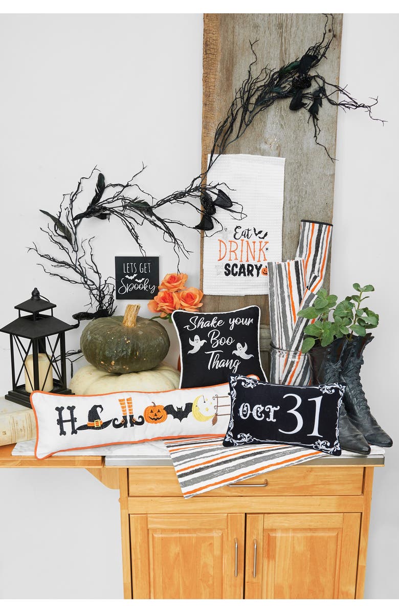 C&F Home Gothic Script "Oct 31" Halloween Small Petite Accent Pillow 8" x 12", Alternate, color, Black