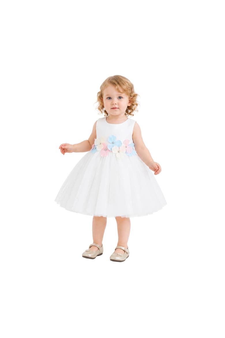 Elarisse Floral Waist Dress, Alternate, color, White