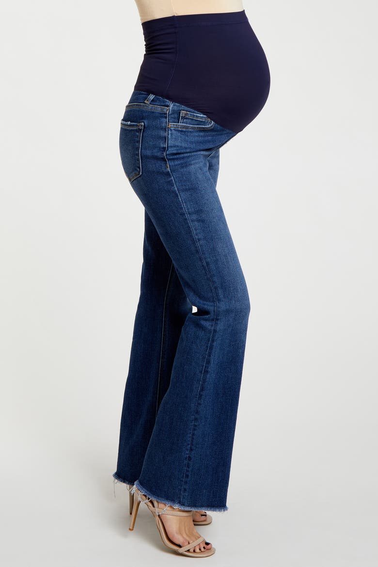 Raw Hem Bootcut Maternity Jeans, Alternate, color, Navy Blue