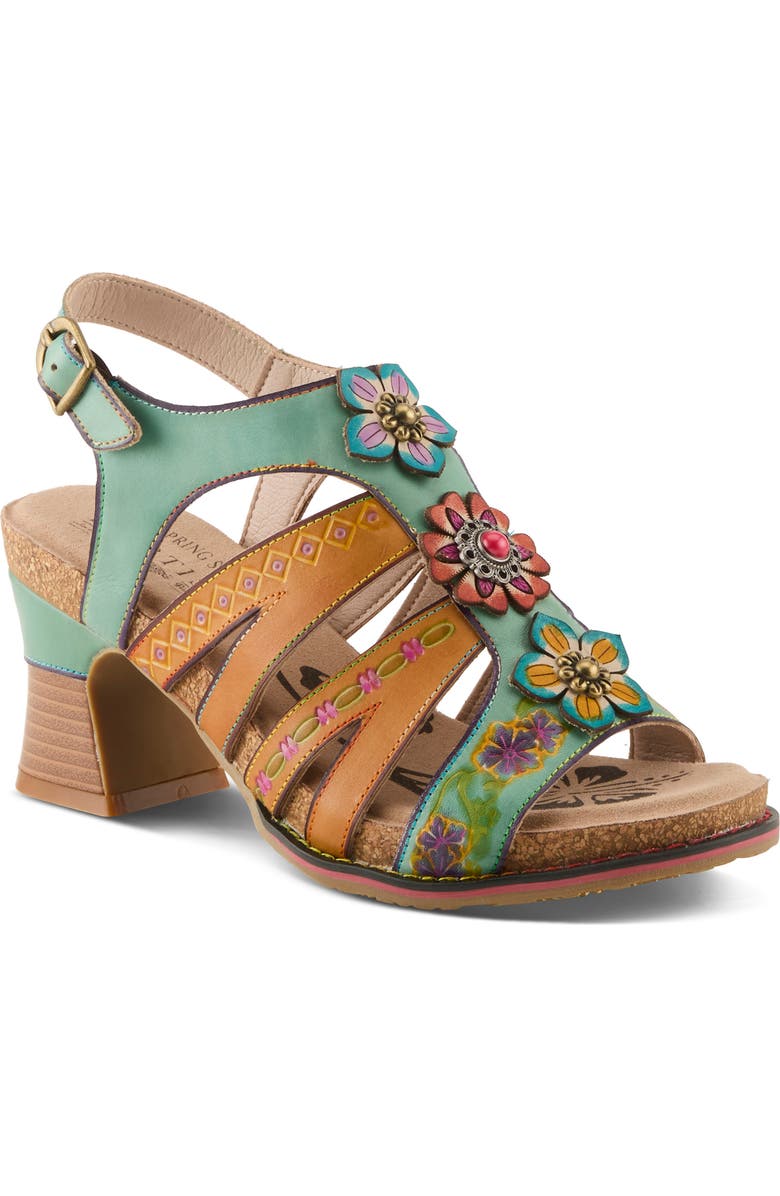 L'Artiste by Spring Step Galfriday Sandal, Main, color, Mint Green Multi