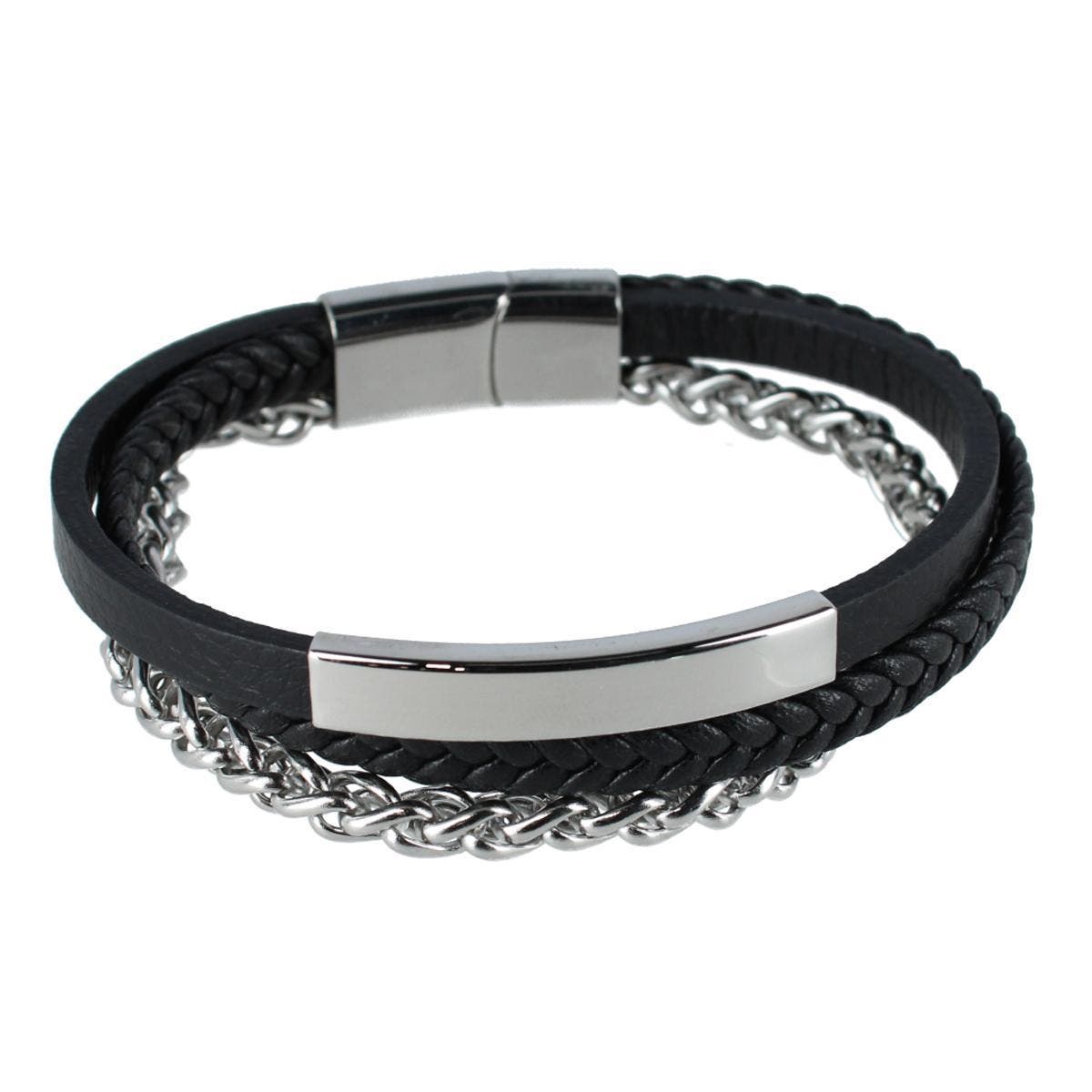 selected Black Leather and Silver Metal
