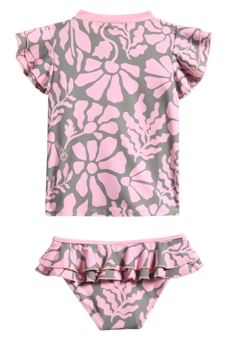 Kids' Melo Two-Piece Rashguard Swimsuit, Alternate, color, OLIVE/ PINK