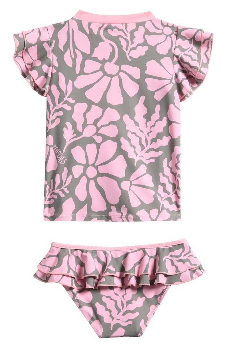 Boardies Kids' Melo Two-Piece Rashguard Swimsuit, Alternate, color, Olive/ Pink