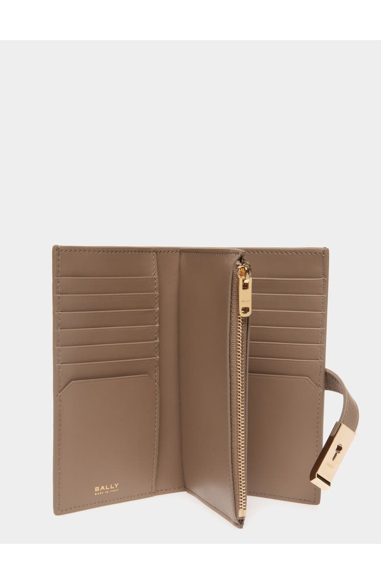 Bally Lock Me Long Wallet in Grained Leather, Alternate, color, Brown
