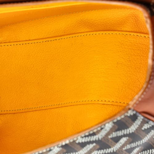 Pre-owned Goyard Goyard Saigon Top Handle Bag Coated Canvas With Leather Mini In Brown