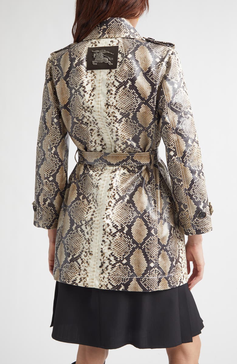 Burberry Stonehaven Python Print Coated Cotton Car Coat, Alternate, color, Alpine White Pattern