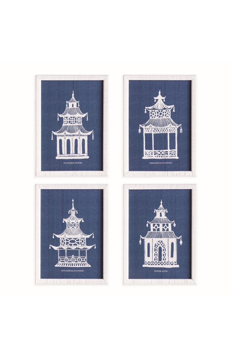 Napa Home & Garden Traditional Pagoda Study Art Prints, Set of 4 - Blue, Main, color, 