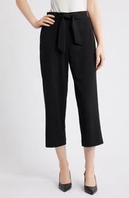 AK ANNE KLEIN Tie Front Pull-On Wide Leg Crop Pants