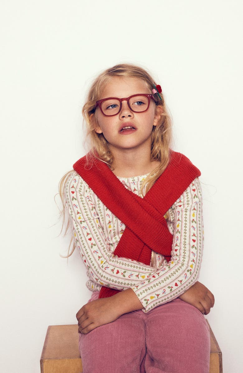 Mini Boden Kids' Holiday Stripe Pointelle T-Shirt, Alternate, color, 