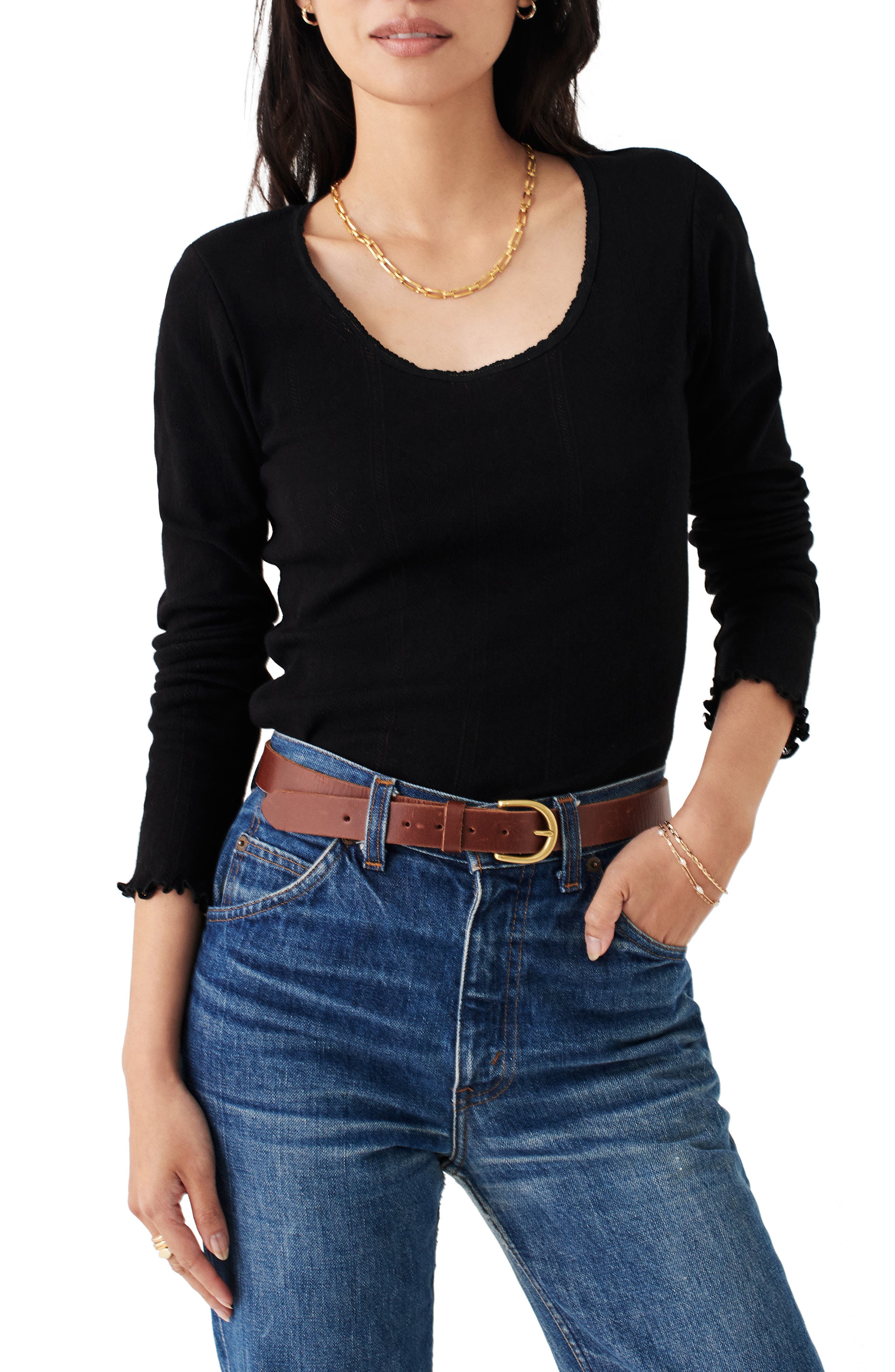Faherty Pointelle Long Sleeve T-Shirt (Women) | Nordstromrack
