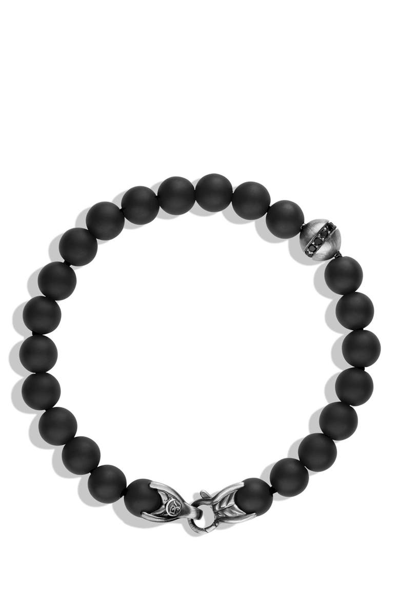 David Yurman 'Spiritual Beads' Bracelet with Black Onyx and Black Diamonds, Alternate, color, Black Onyx
