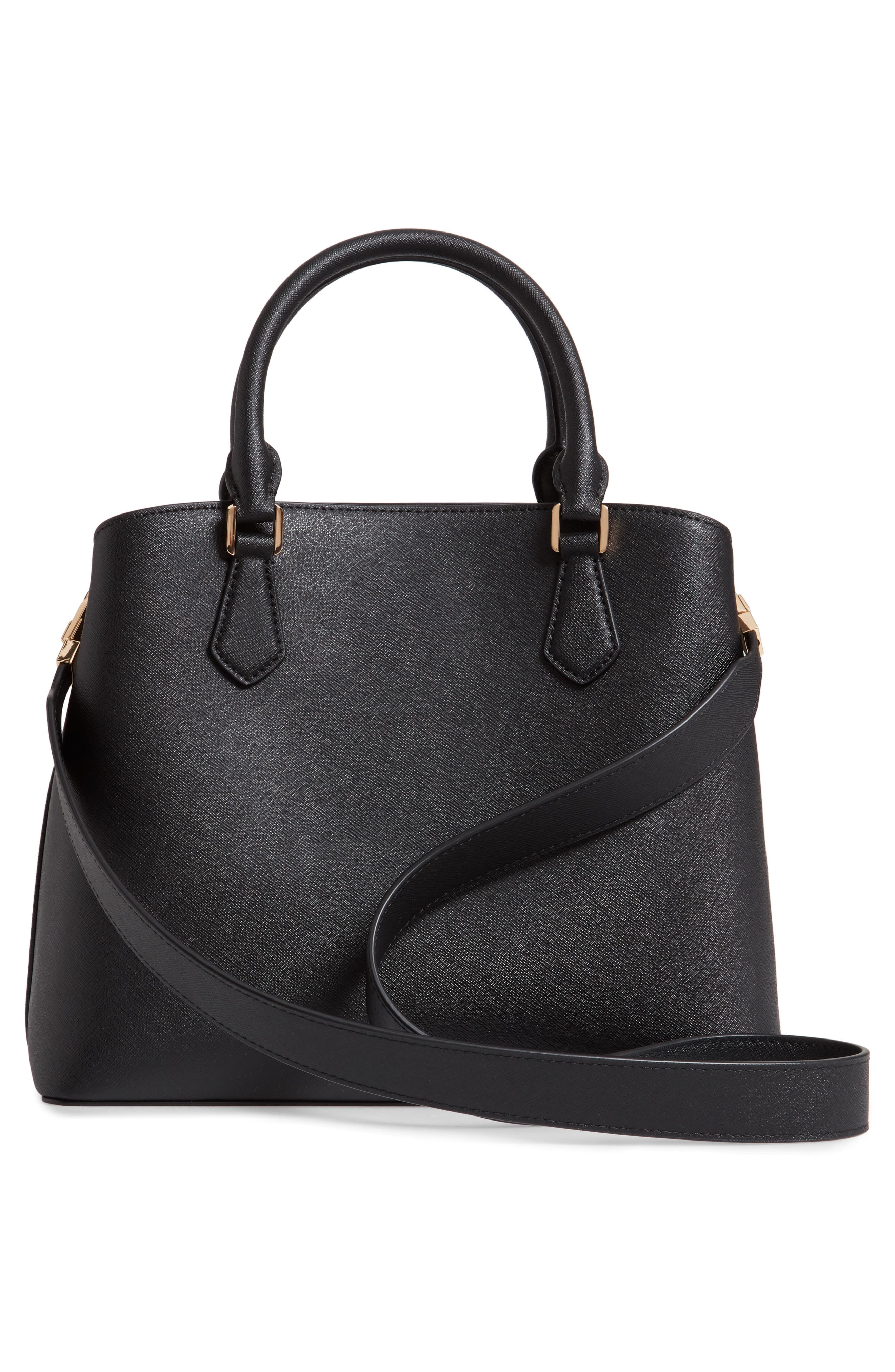Medium Robinson Leather Triple Compartment Bag, Alternate, color, BLACK