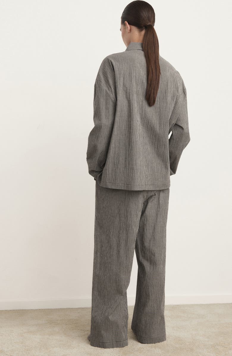 MANGO Gingham Stretch Cotton Pajamas, Alternate, color, Chocolate