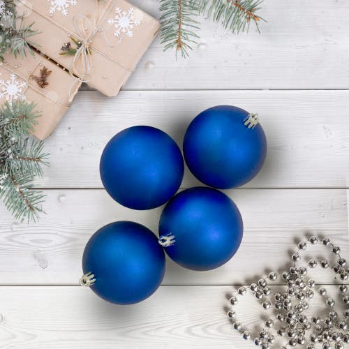 Northlight 12ct Lavish Blue Shatterproof Matte Christmas Ball Ornaments 4" In Blue