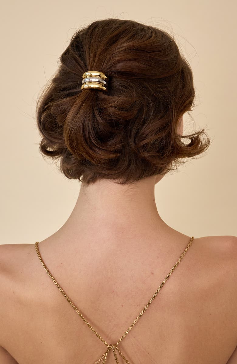 LELET NY Glossy Triple Arch Petite Cuff Ponytail Holder, Alternate, color, Mixed Metal