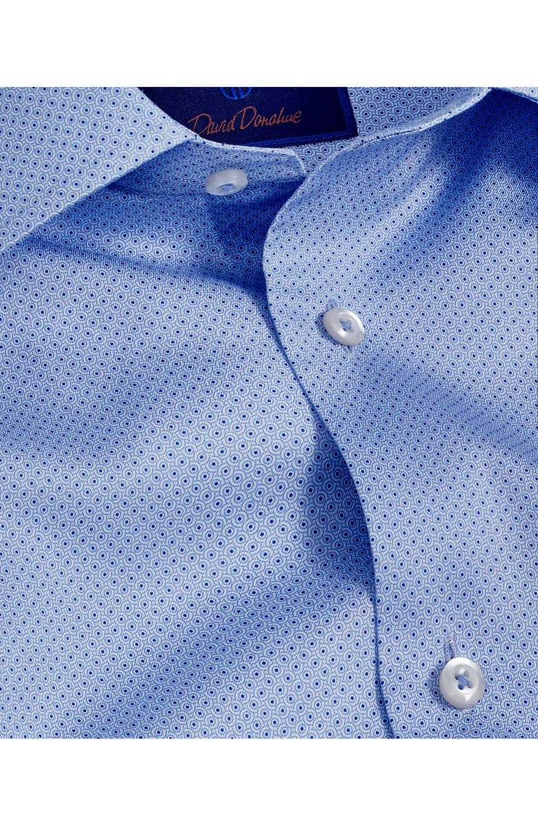 David Donahue Trim Fit Twill Geometric Dot Print Dress Shirt, Alternate, color, Sky