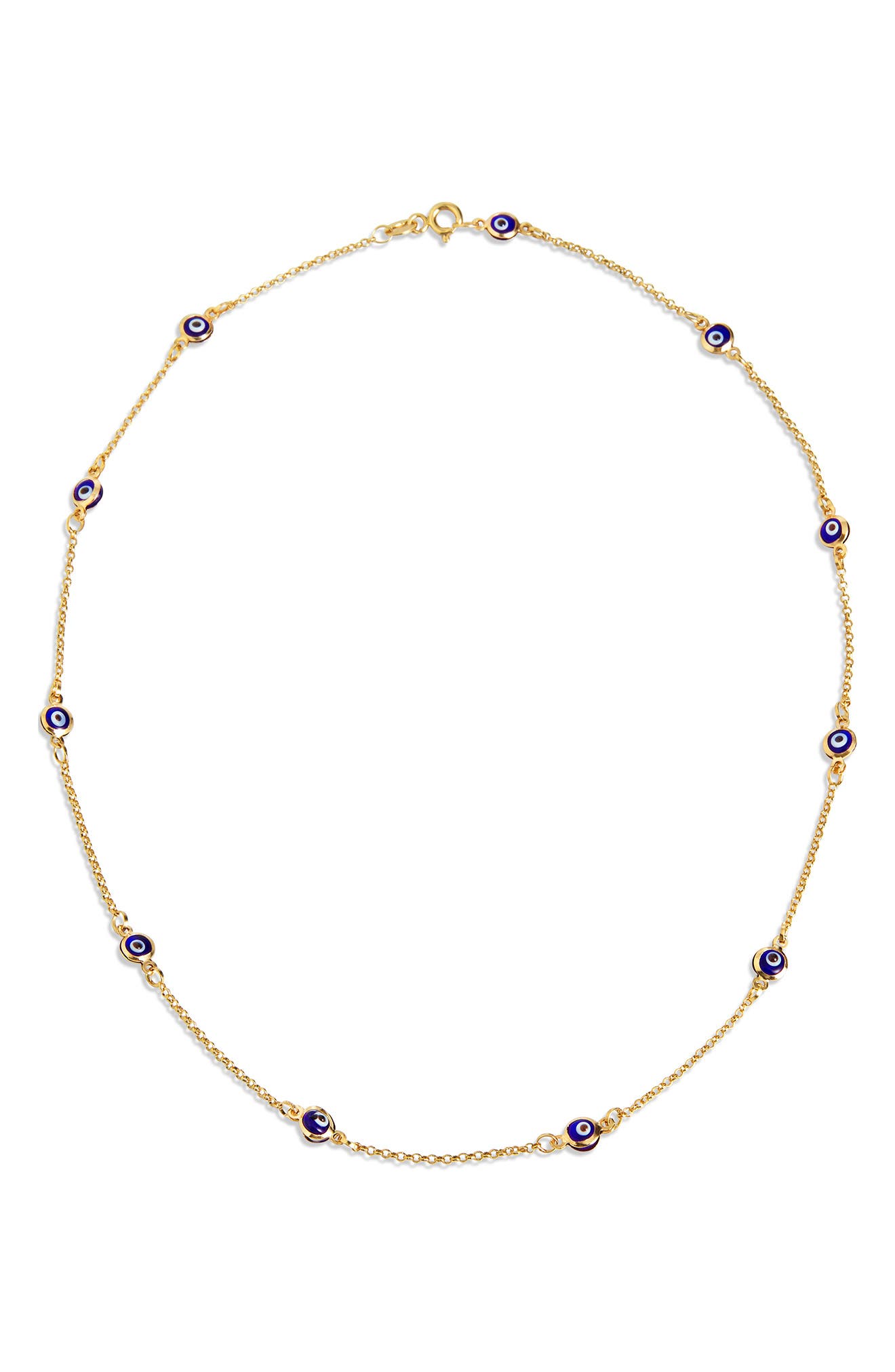 SAVVY CIE JEWELS 18K Gold Plated Sterling Silver Evil Eye Necklace