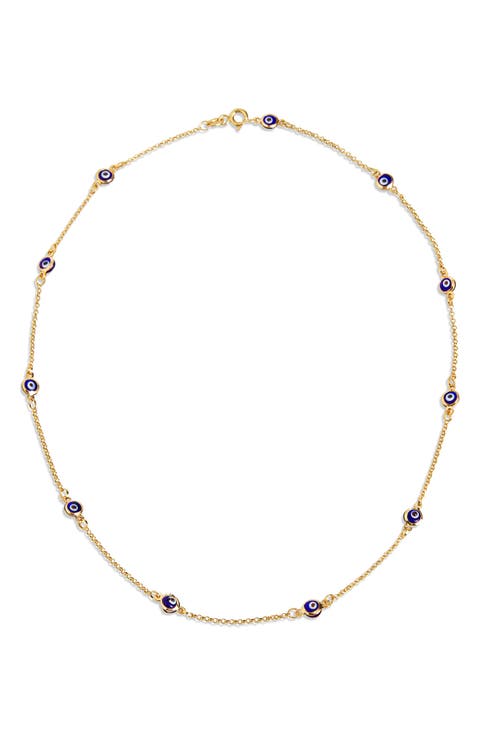 18K Gold Plated Sterling Silver Evil Eye Necklace