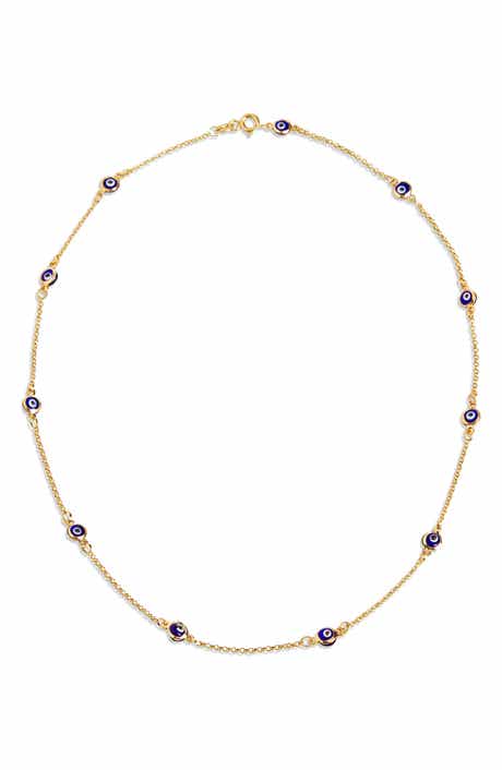 SAVVY CIE JEWELS 18K Gold Plated Sterling Silver Evil Eye Necklace