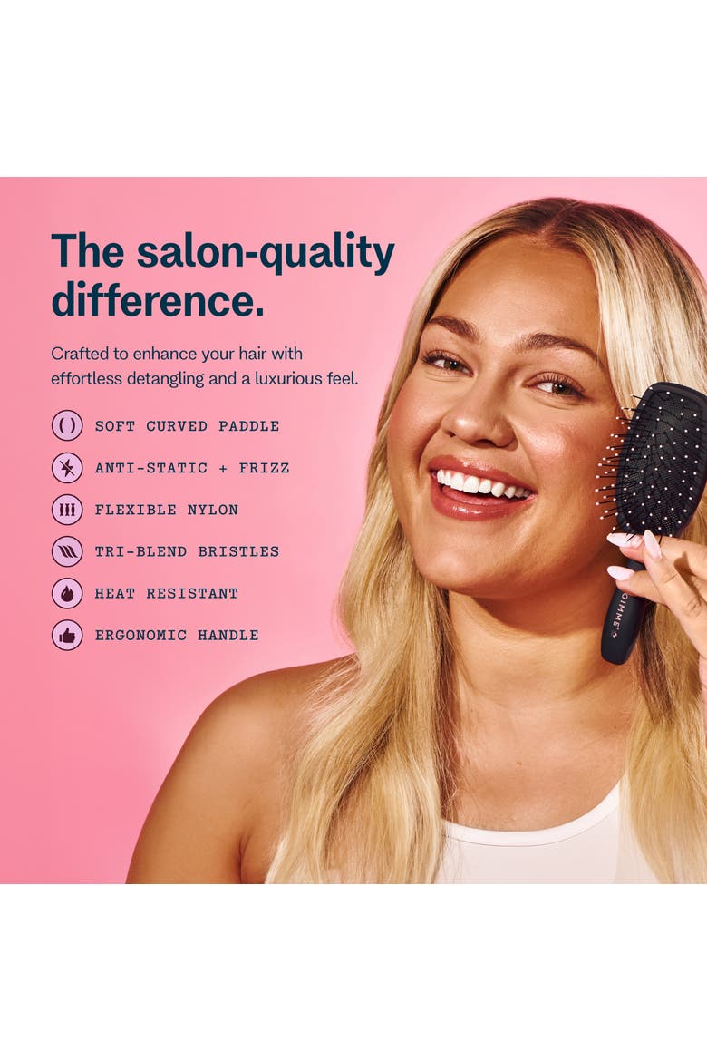 Mini Travel Detangler Brush with Anti-Static, Heat-Resistant & Flexible Nylon Bristle, Alternate, color, Black