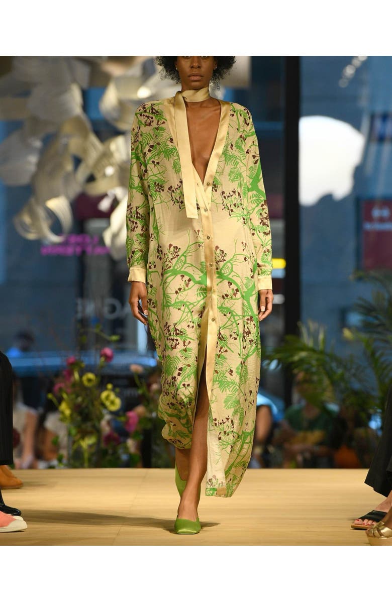 Lost Pattern NYC "Coco Dream" Belted Kaftan Dress, Alternate, color, Green