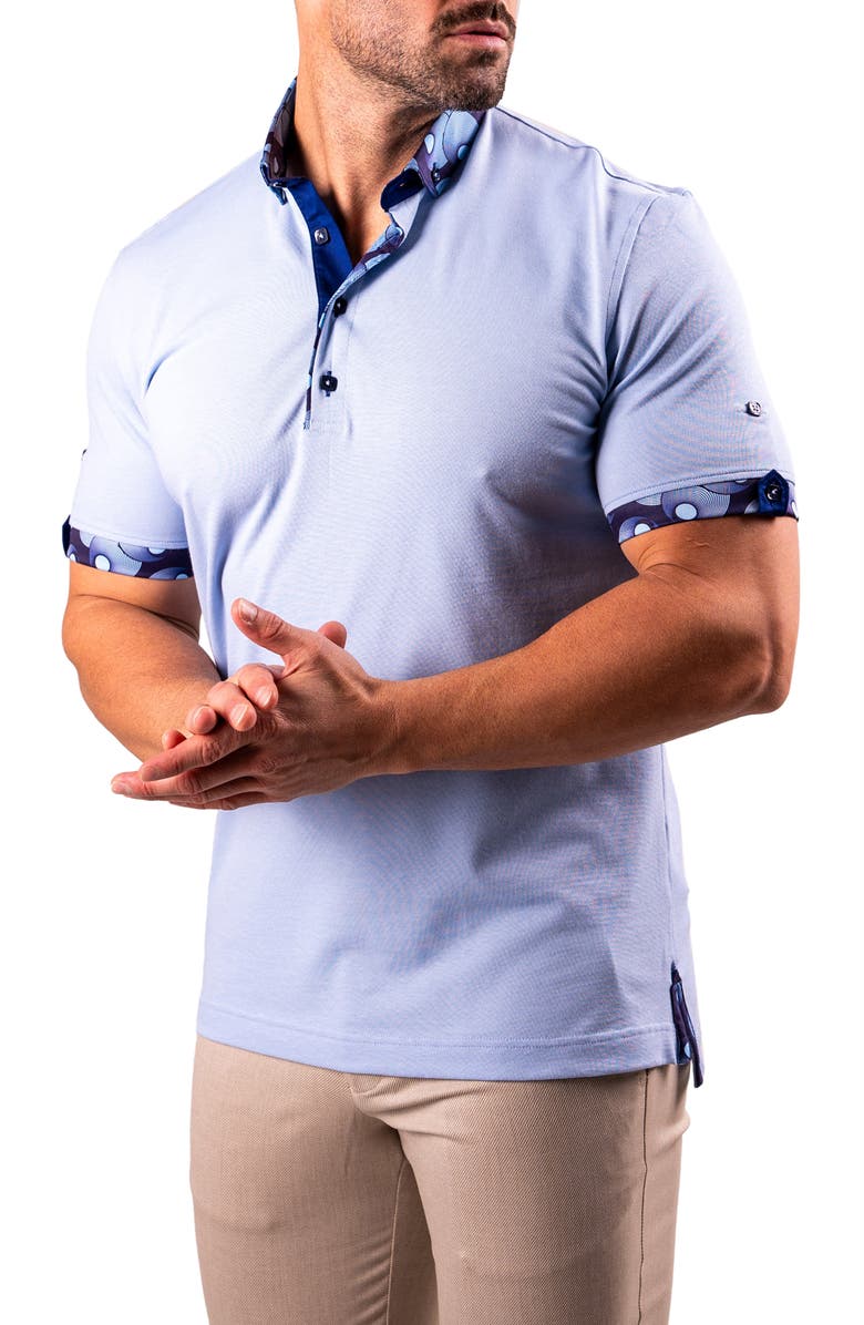 Maceoo Collarsolidbaby Blue Button-Down Polo, Alternate, color, Blue