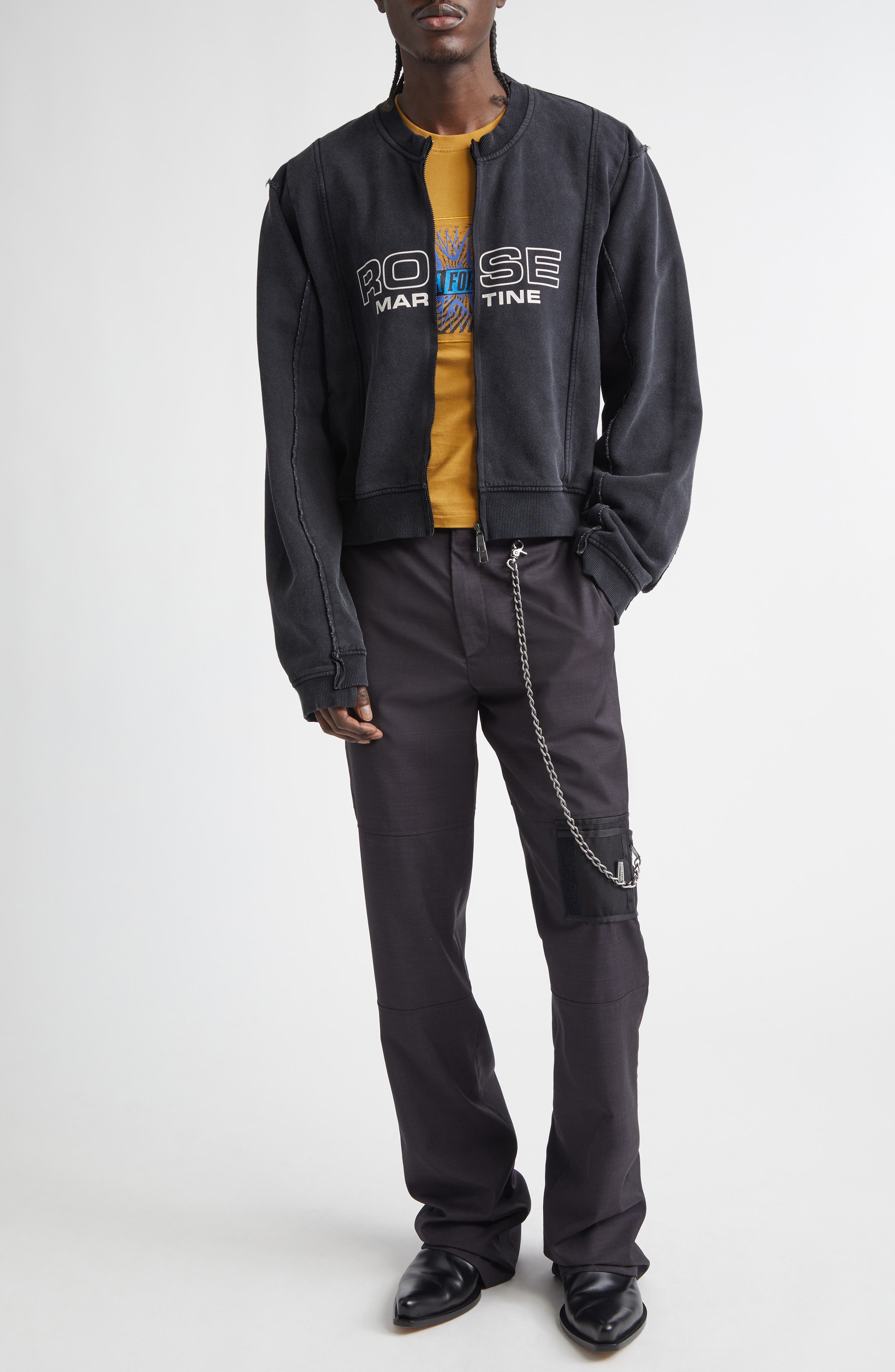 Martine Rose Shrunken Full Zip Logo Sweatshirt (Men) | Nordstrom