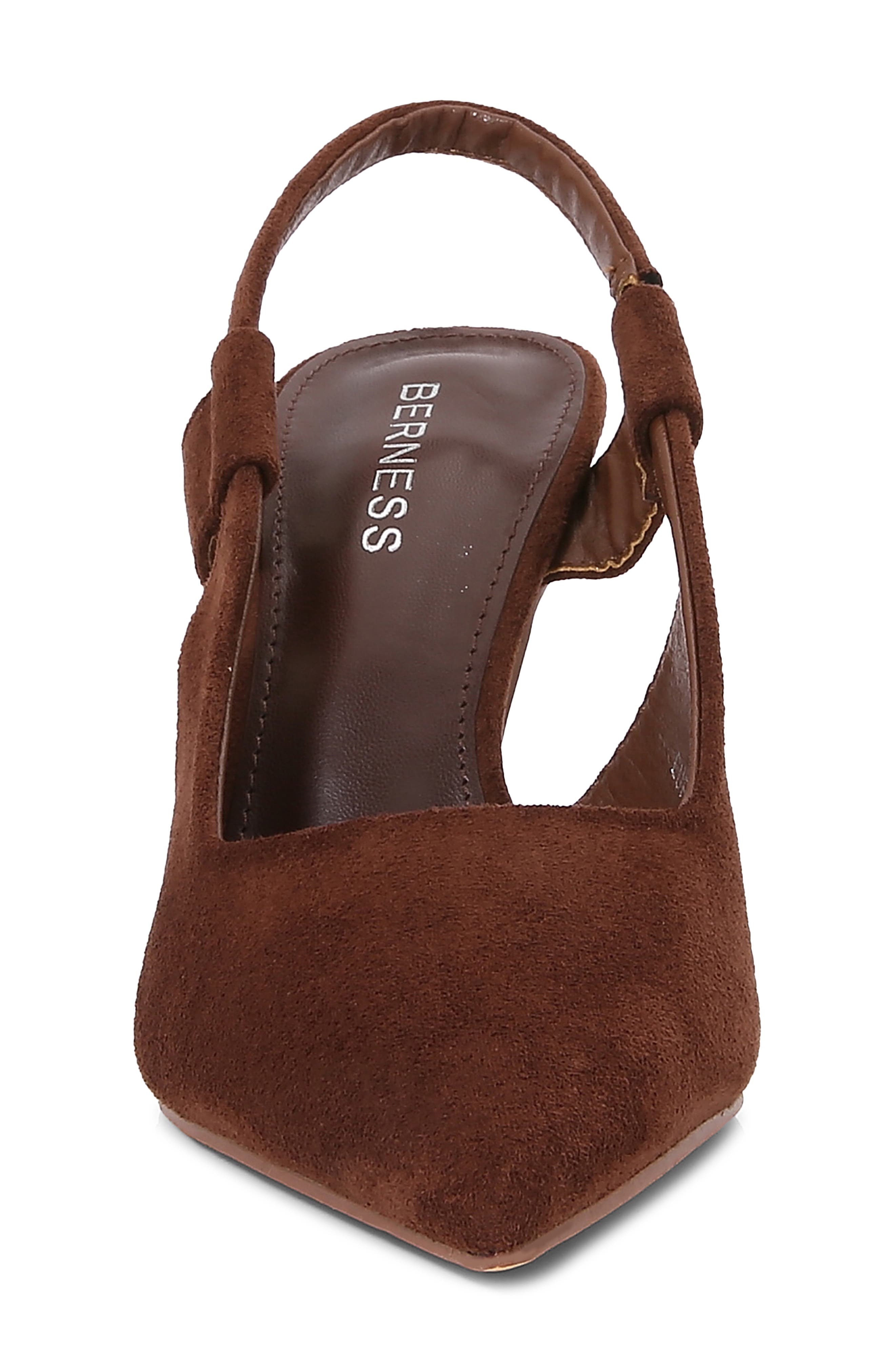 Faux Suede Slingback Stiletto Pump, Alternate, color, BROWN