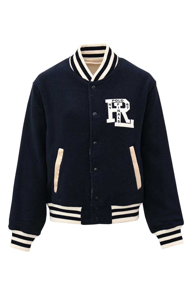 Polo Ralph Lauren Polar Fleece Reversible Varsity Bomber Jacket, Alternate, color,