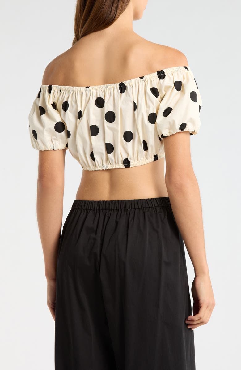 WAYF Annie Polka Dot Crop Stretch Cotton Top, Alternate, color, Ant Ivory Polka Dot