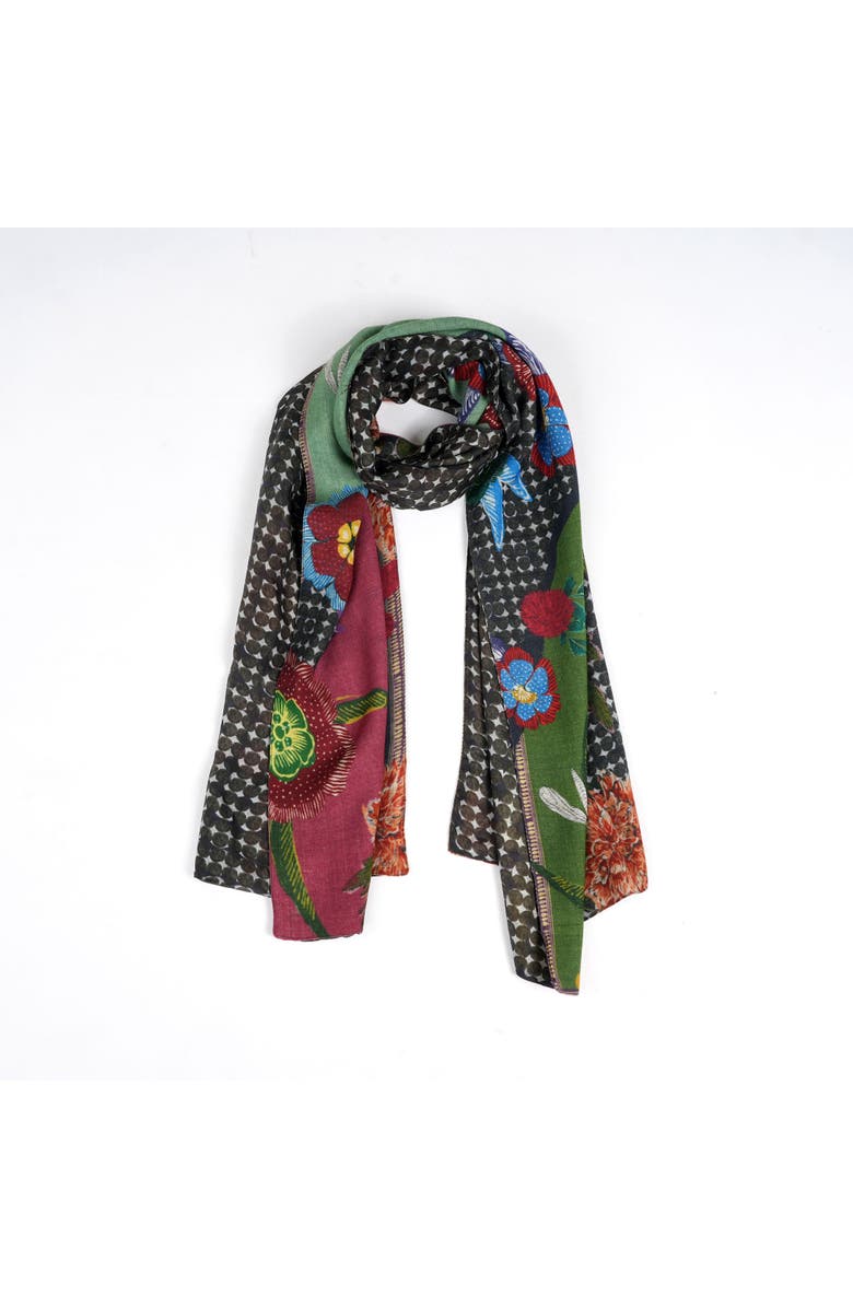 Vismaya Reversible Garden Patchwork Scarf, Main, color, Rustic Indigo