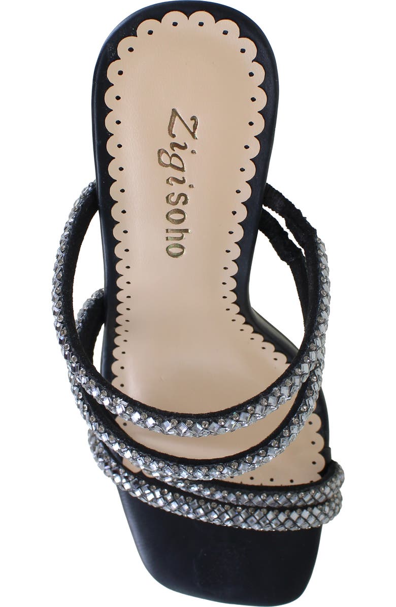 ZIGISOHO Rhinestone Strap Stiletto Sandal, Alternate, color, Black Suedette