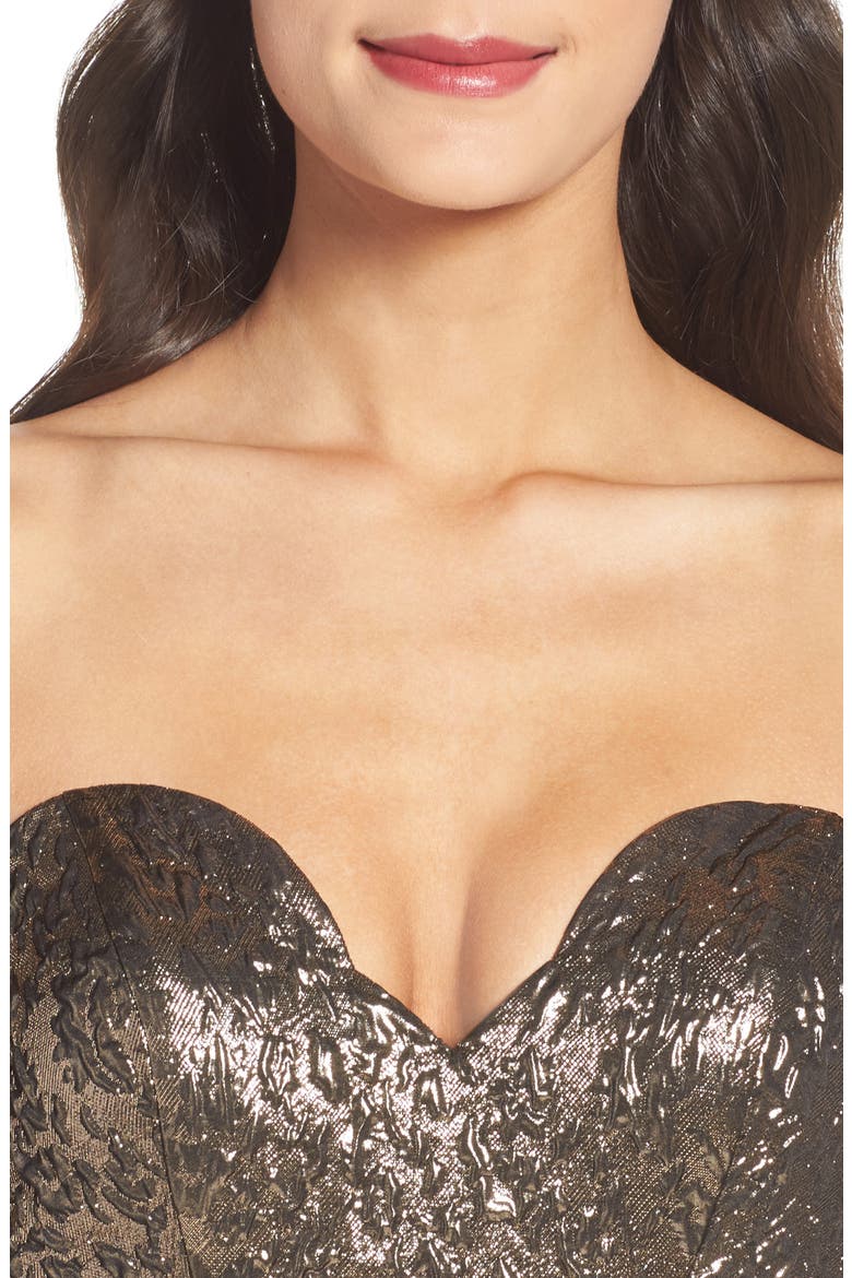 Strapless Lamé Mermaid Gown, Alternate, color, ANTIQUE GOLD