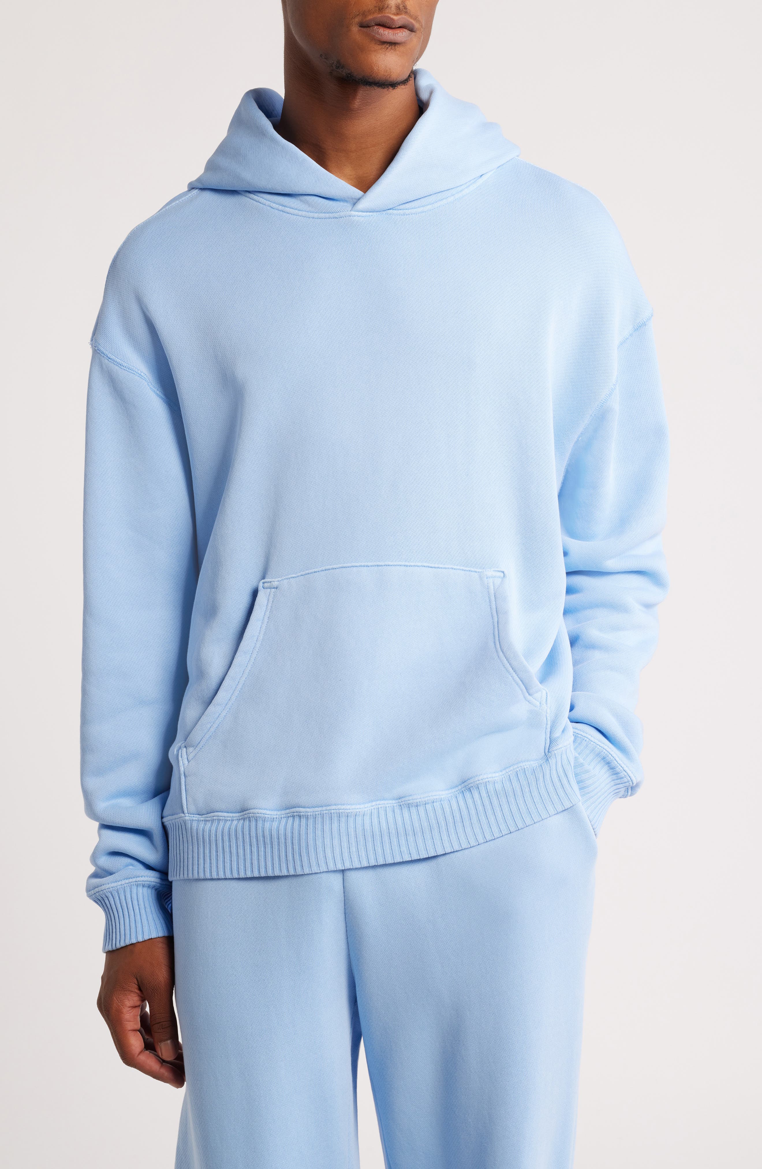 Elwood Core Oversize Organic Cotton Brushed Terry Hoodie in Vintage Baby Blue 