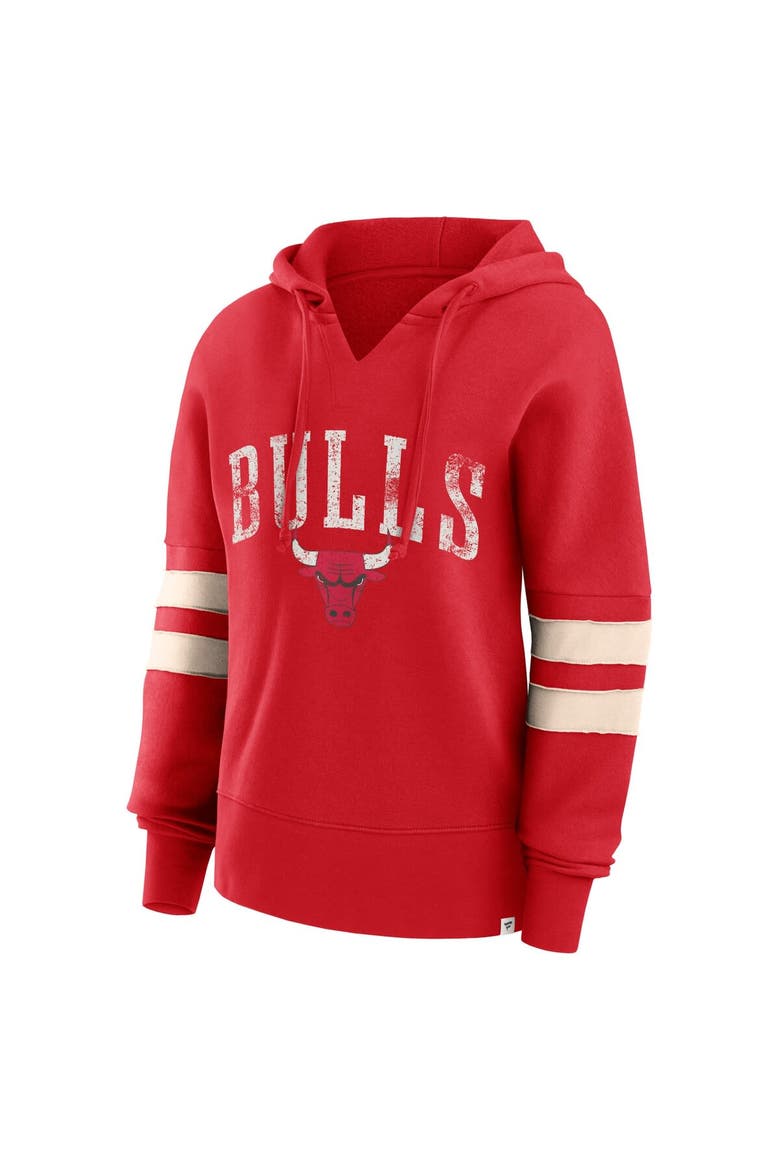 Women's Fanatics Red Chicago Bulls Bold Move Dolman V-Neck High Hip Hoodie, Alternate, color, Red