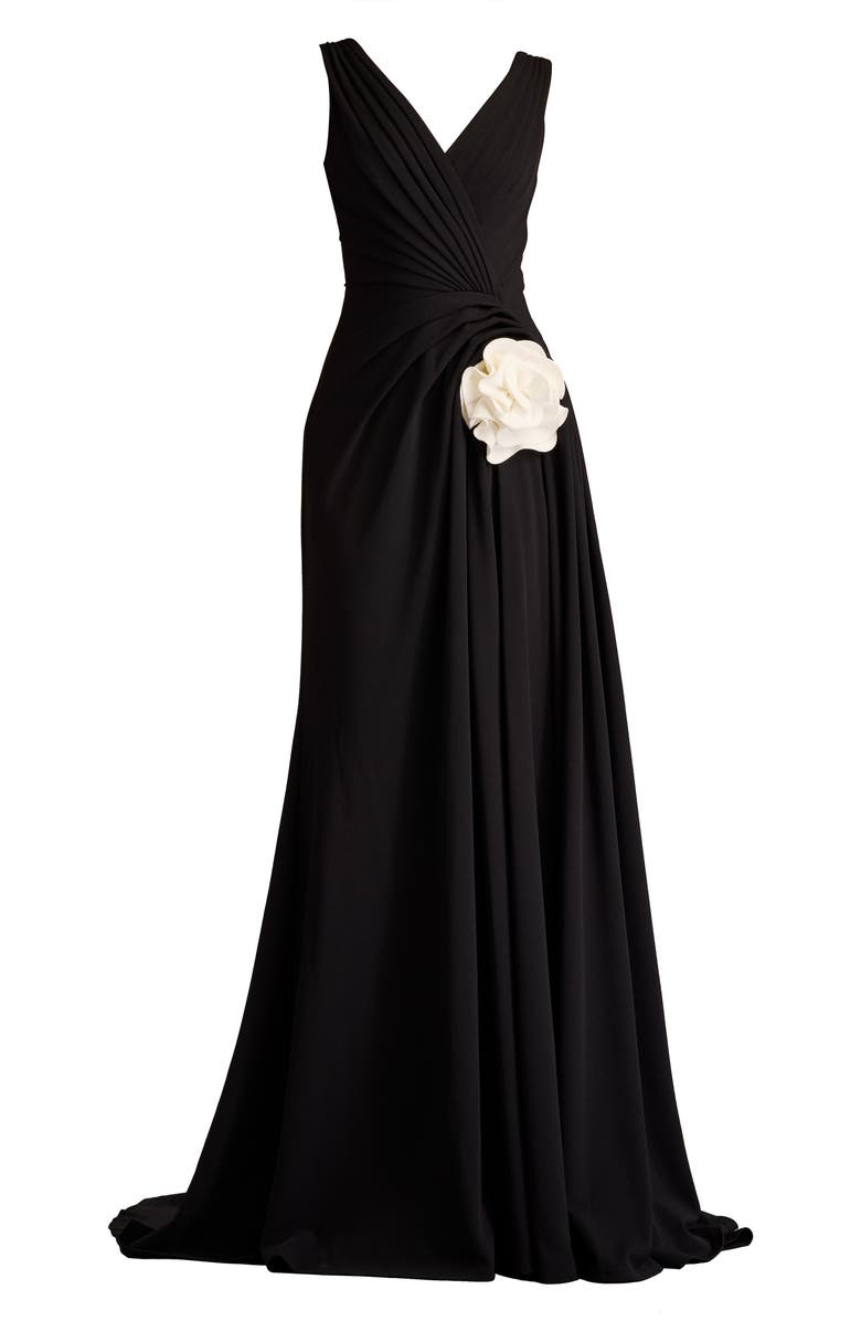 Tadashi Shoji Rosette Detail Sleeveless A-Line Gown, Alternate, color, 