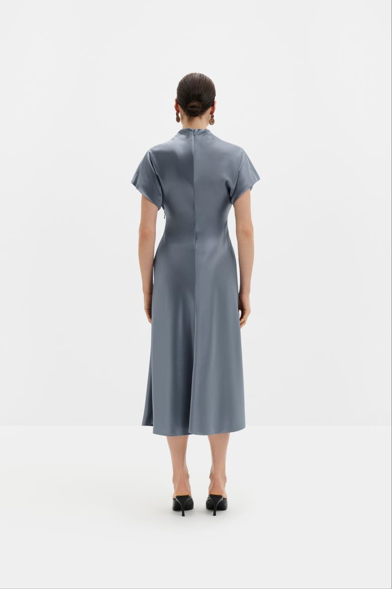 Alivia Satin Midi Dress, Alternate, color, Steel Blue