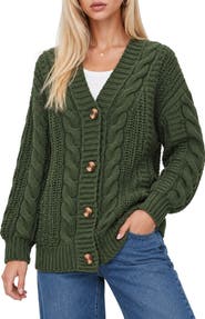 Love By Design Cable Knit Button Front Cardigan