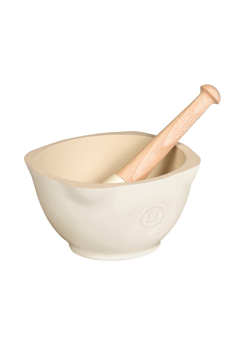 Emile Henry Made In France Mortar and Pestle, Main, color, Clay