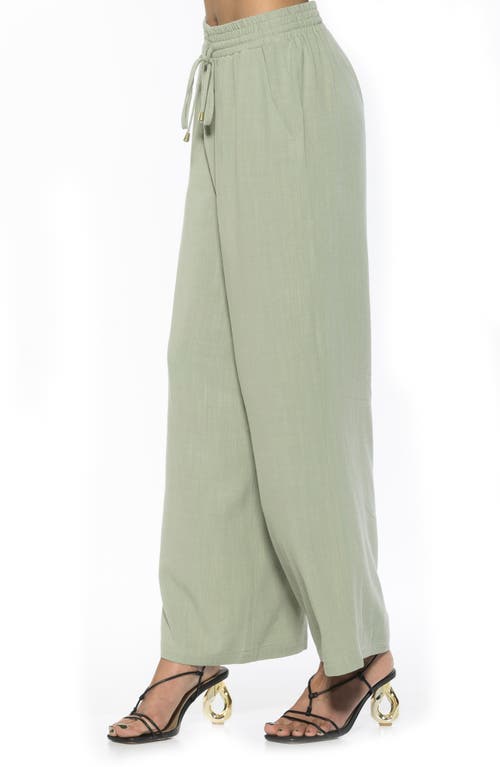 Alexia Admor Xila Linen-blend Wide Leg Pant In Sage
