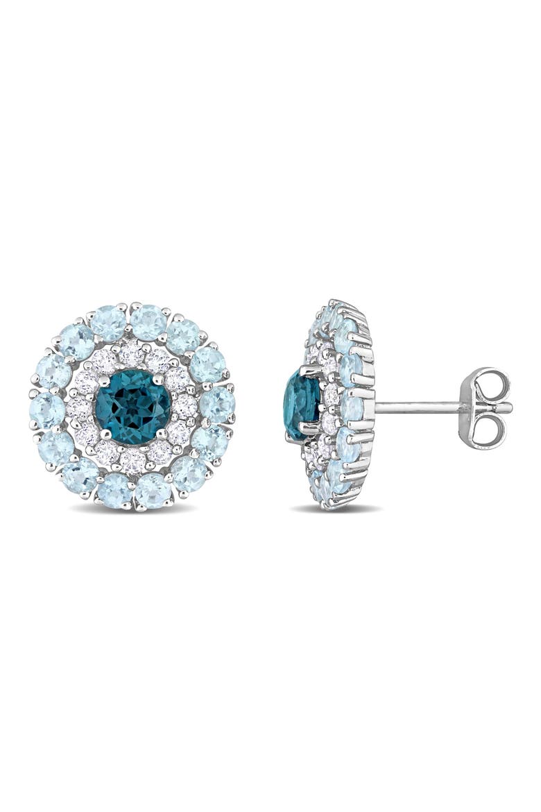 Blue Topaz & White Topaz Stud Earrings, Main, color, BLUE