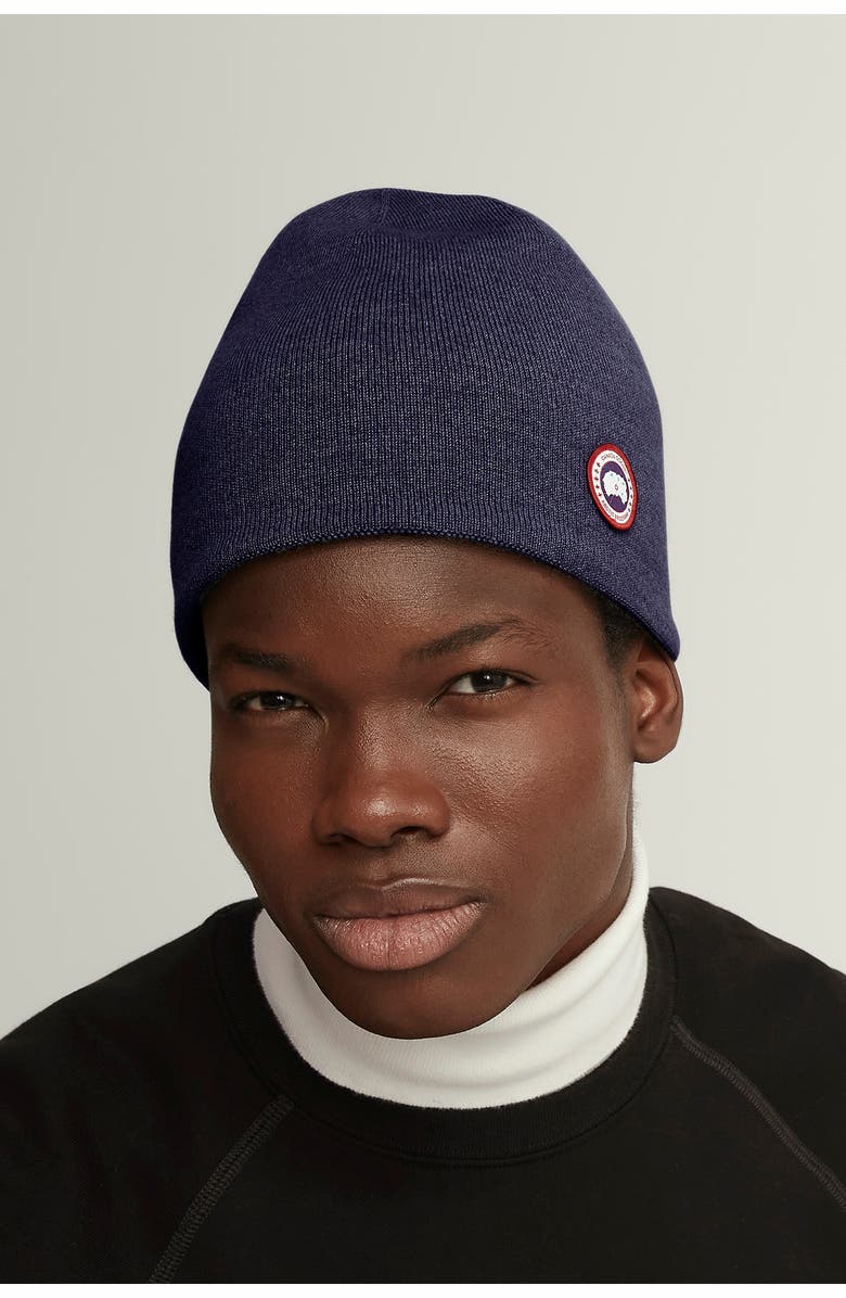 Canada Goose Standard Wool Blend Beanie, Alternate, color, Navy Heather