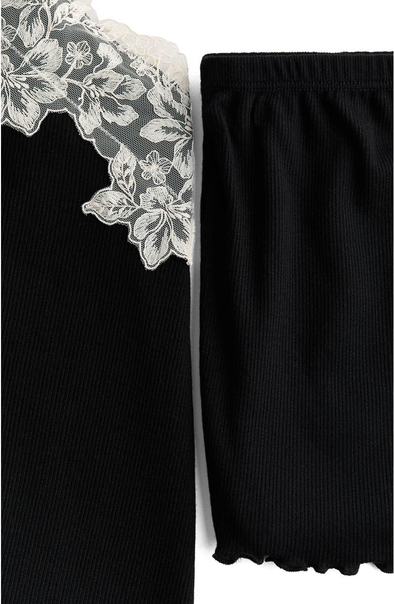 H&M Ribbed Jersey Pyjamas, Alternate, color, Black