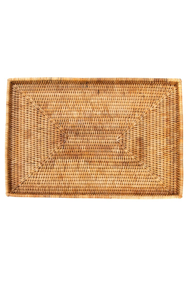 Artifacts Rattan Rectangular Flat Tray, Alternate, color, Honey Brown