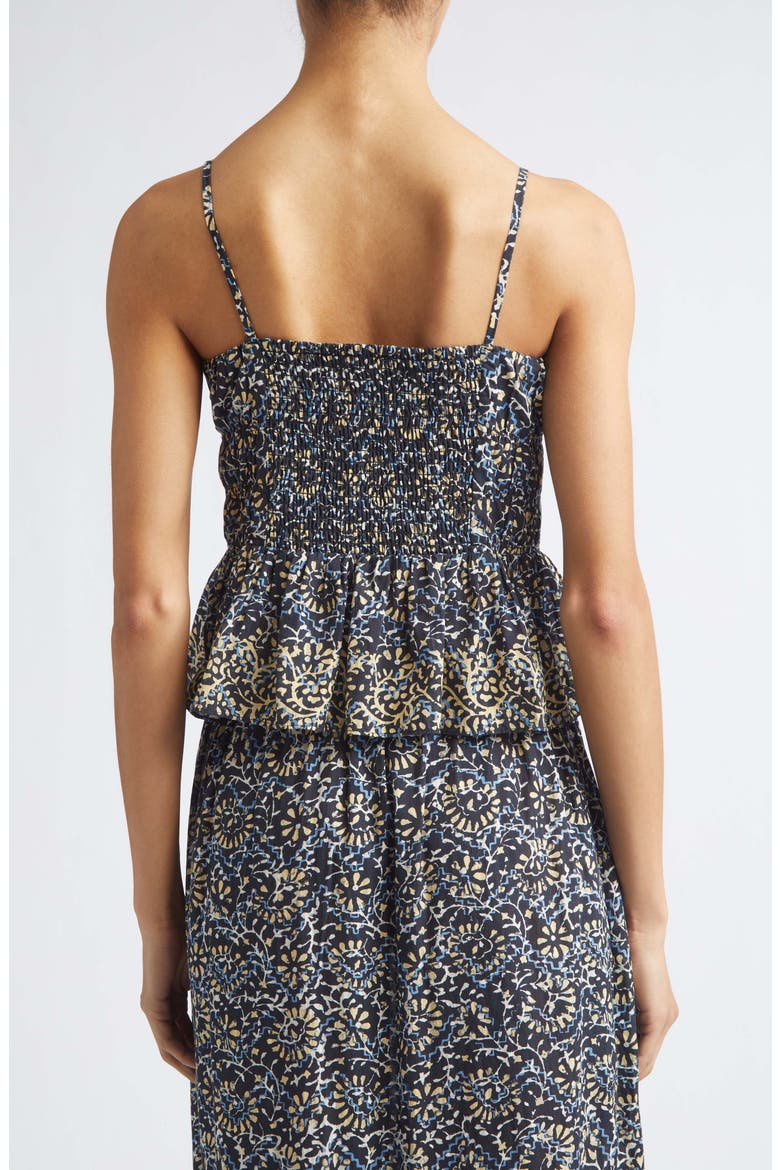Anya Smocked Peplum Camisole, Alternate, color, MIDNIGHT BLOOM